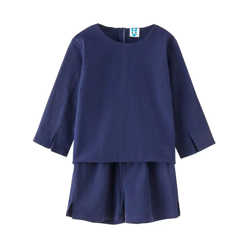2 Pcs Girl Junior Cotton Solid Color Tops And Pants