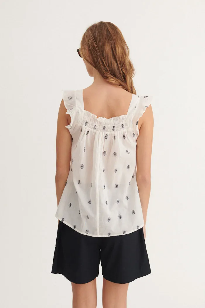 Ada Top - whisper white / Sky captain