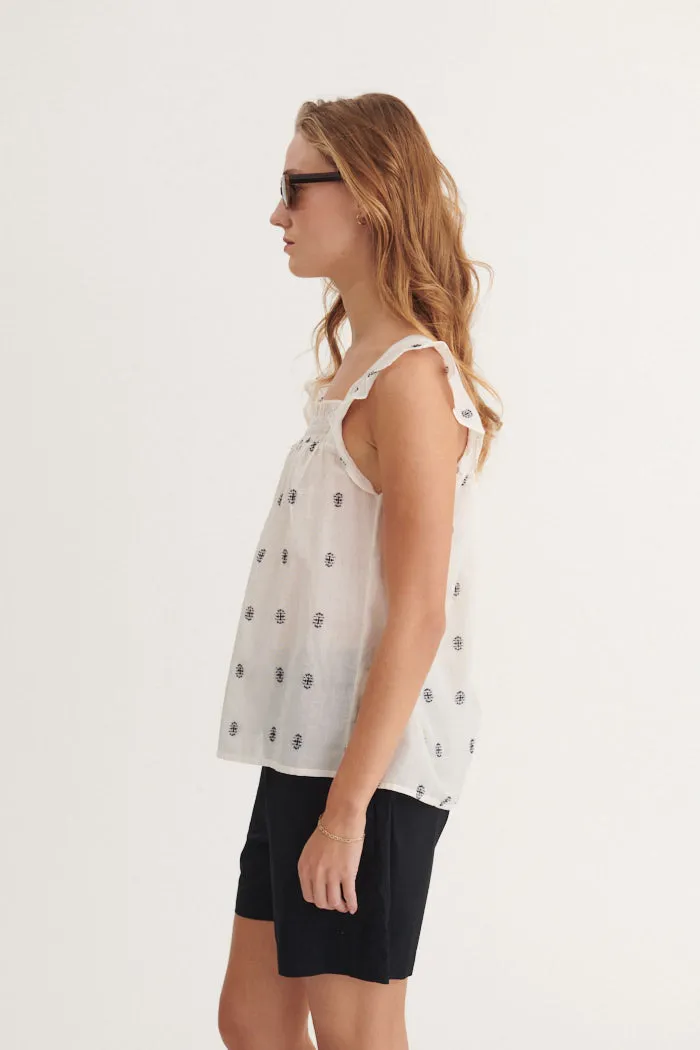 Ada Top - whisper white / Sky captain