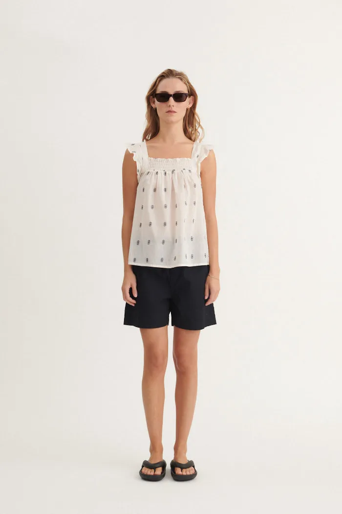 Ada Top - whisper white / Sky captain