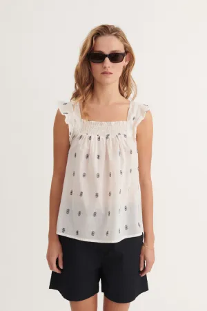 Ada Top - whisper white / Sky captain