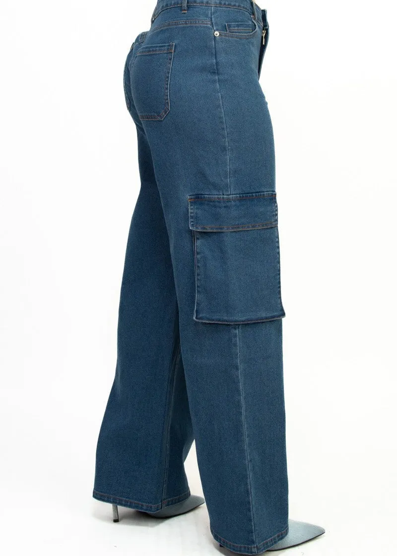 ADORE MID DENIM CARGO MID-RISE PANTS