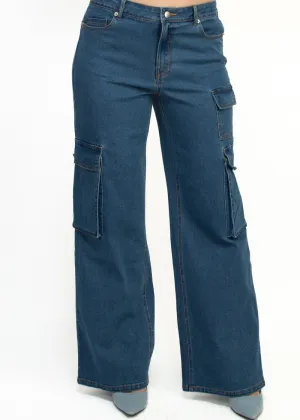 ADORE MID DENIM CARGO MID-RISE PANTS