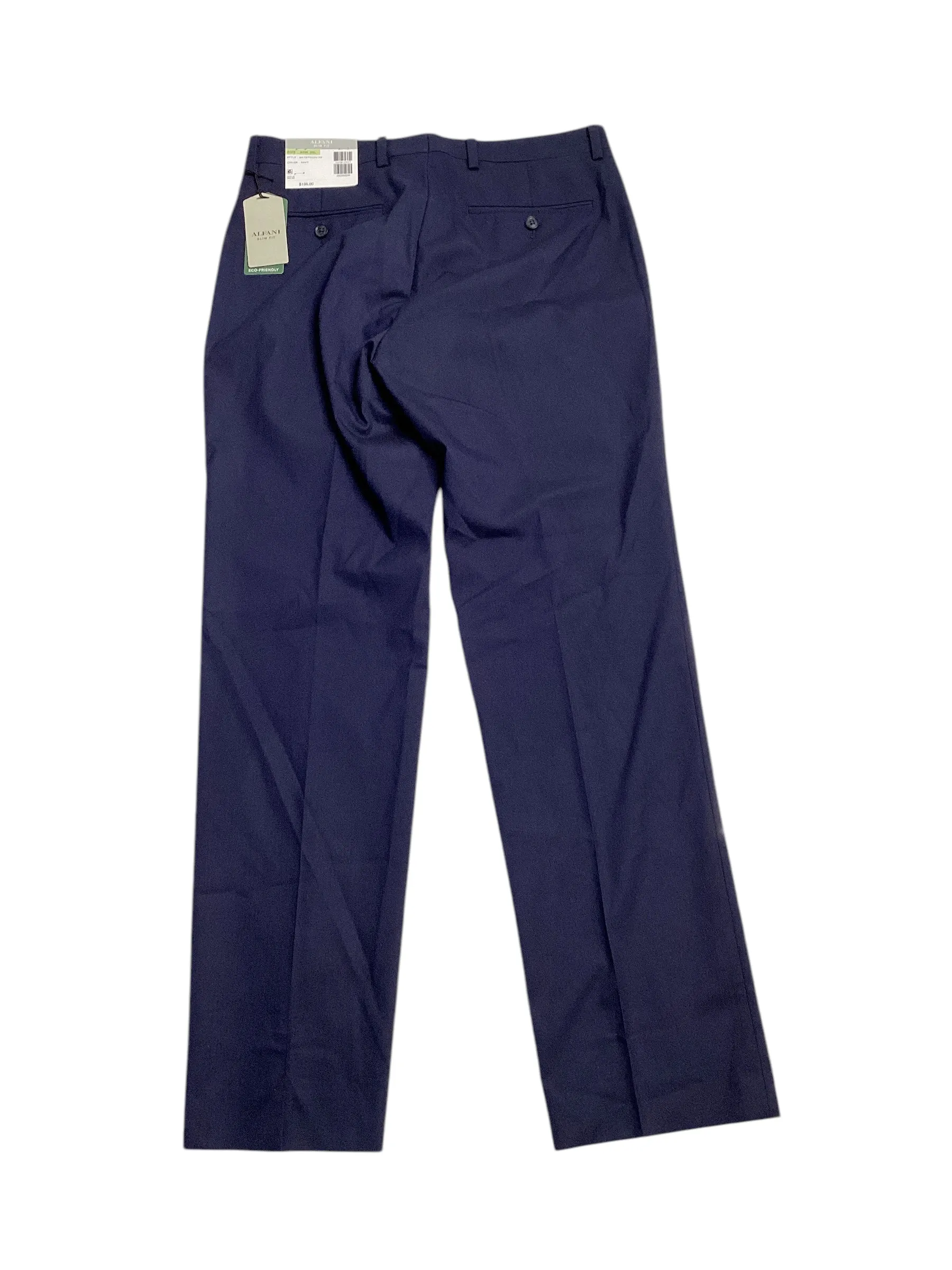 Alfani Mens Slim fit Dress Pants 30 / 30 Blue Solid Stretch