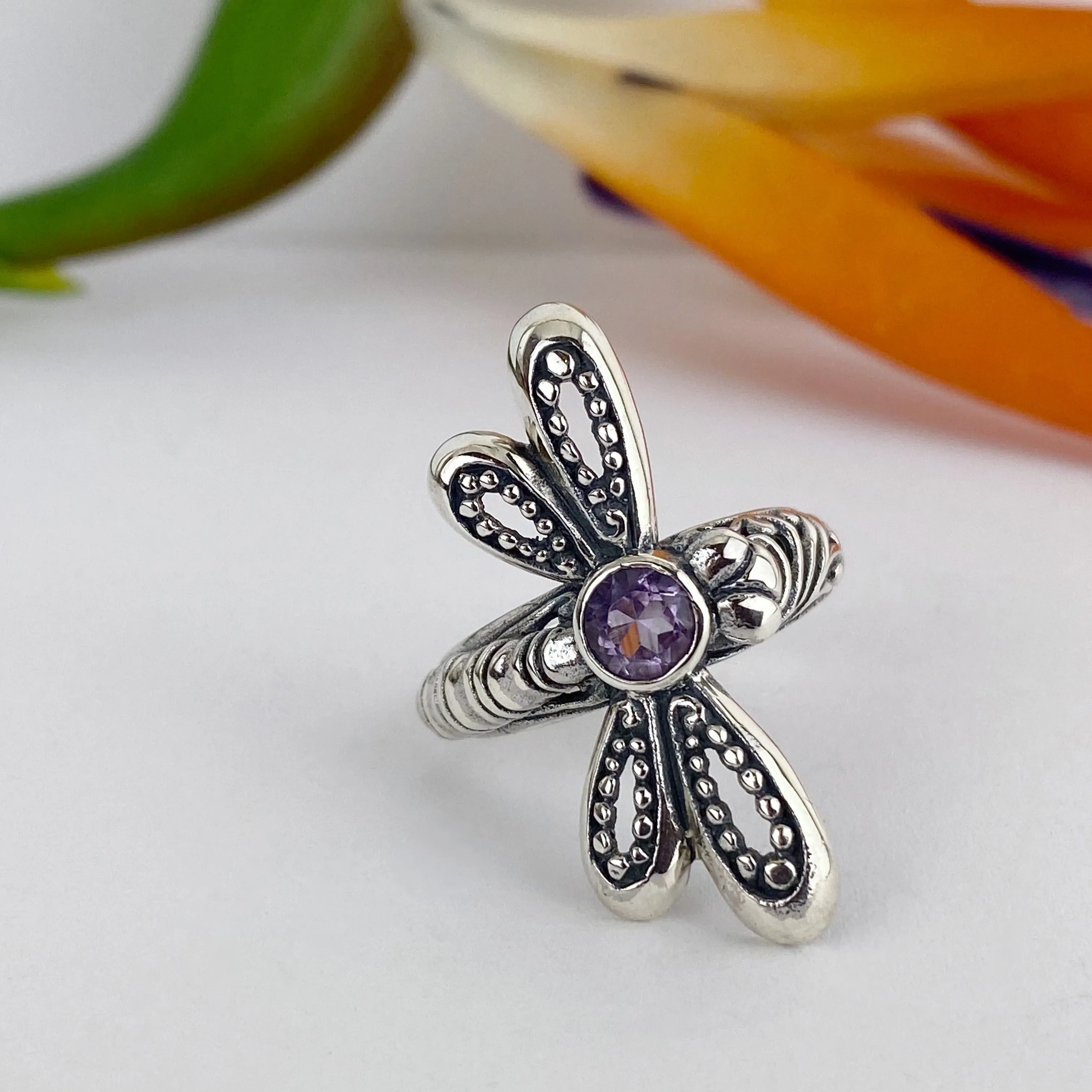 Amethyst Dragonfly Ring - VR439