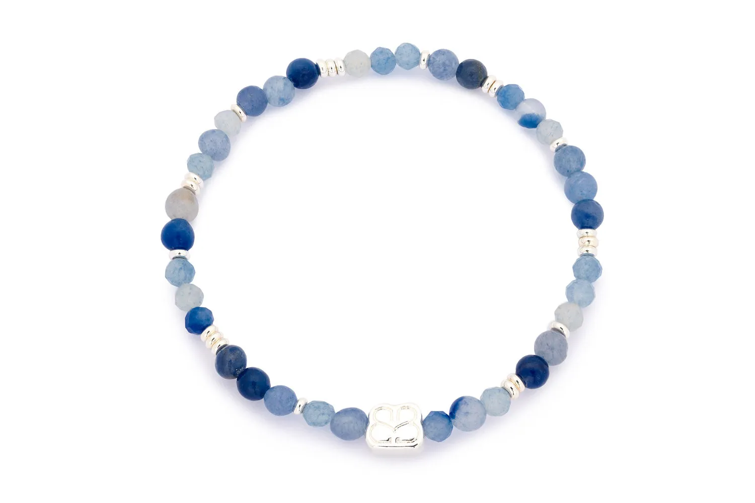 Amilla Blue Aventurine Silver Bracelet Stack