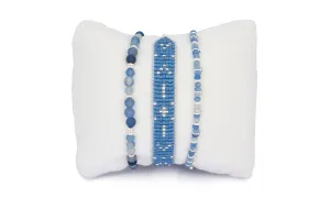 Amilla Blue Aventurine Silver Bracelet Stack