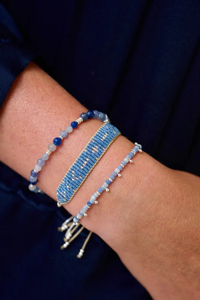 Amilla Blue Aventurine Silver Bracelet Stack