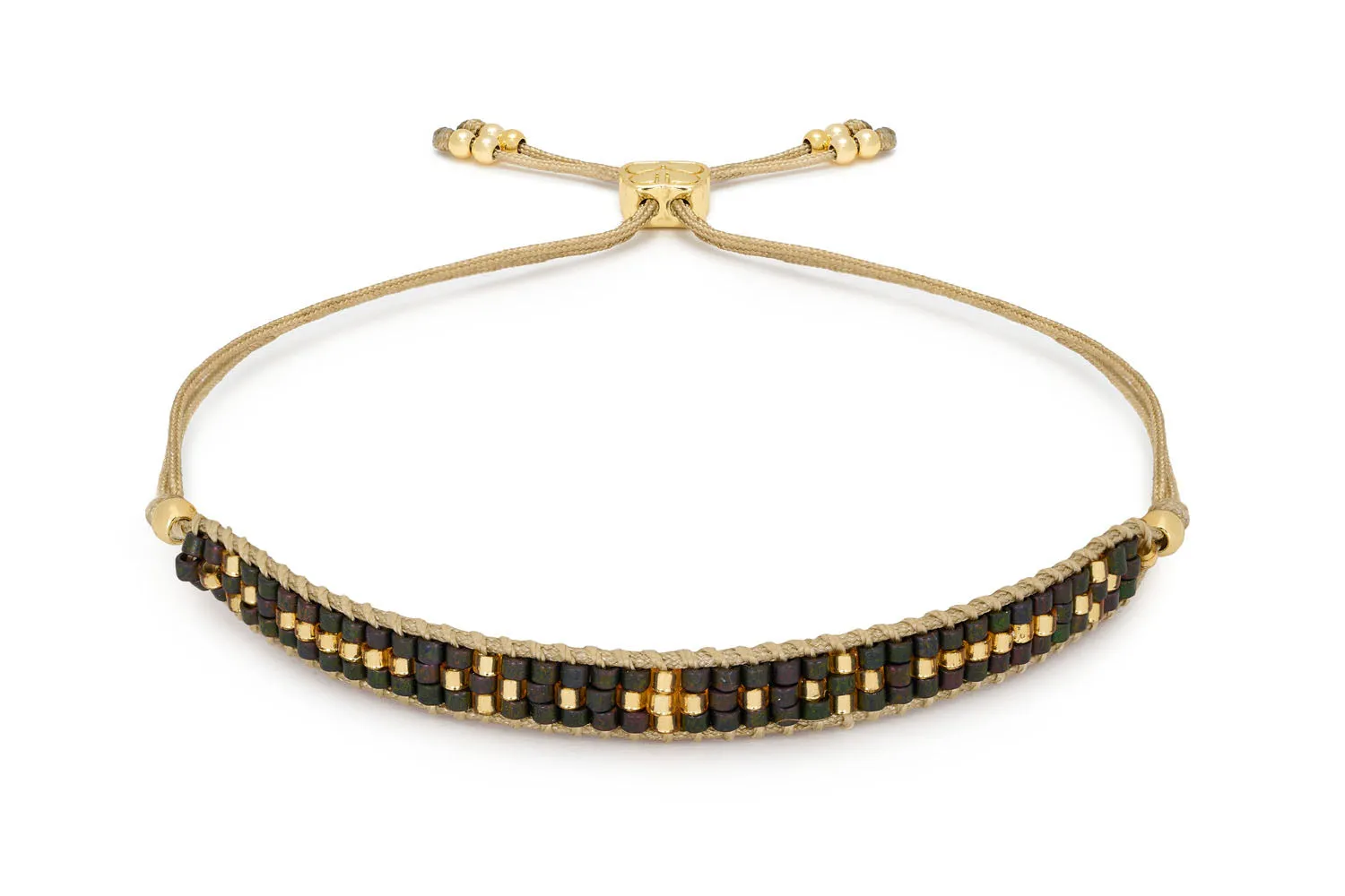 Aslan Gold & Black Beaded Friendship Bracelet