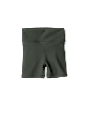 ATHLETIC RIBBED BIKER SHORT - FOREST