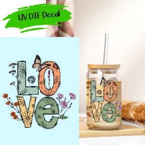 Boho Floral Love - UV DTF Decals (SHIPS IN 3-7 BUS DAYS)