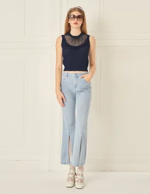 BORA AKSU Light Blue Versatile Jeans With Arc Splicing Design And Slits