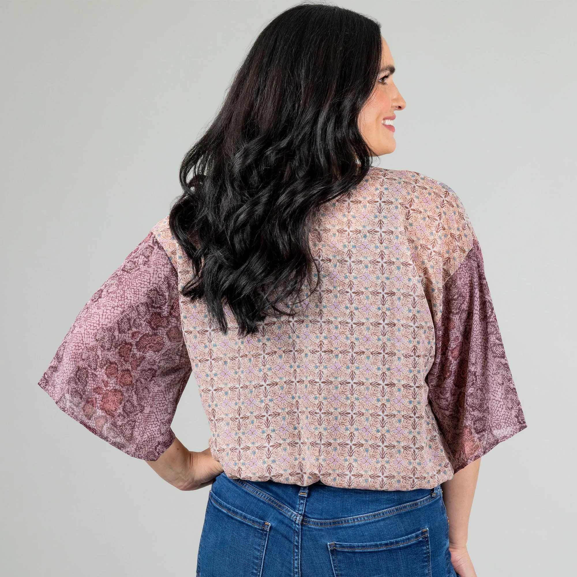 Border Print Wrap Blouse