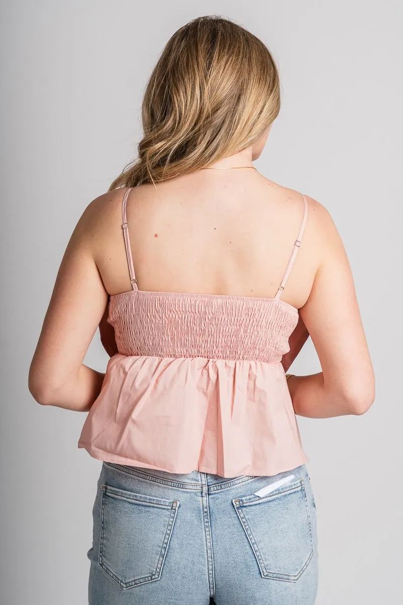 Bow front tank top blush