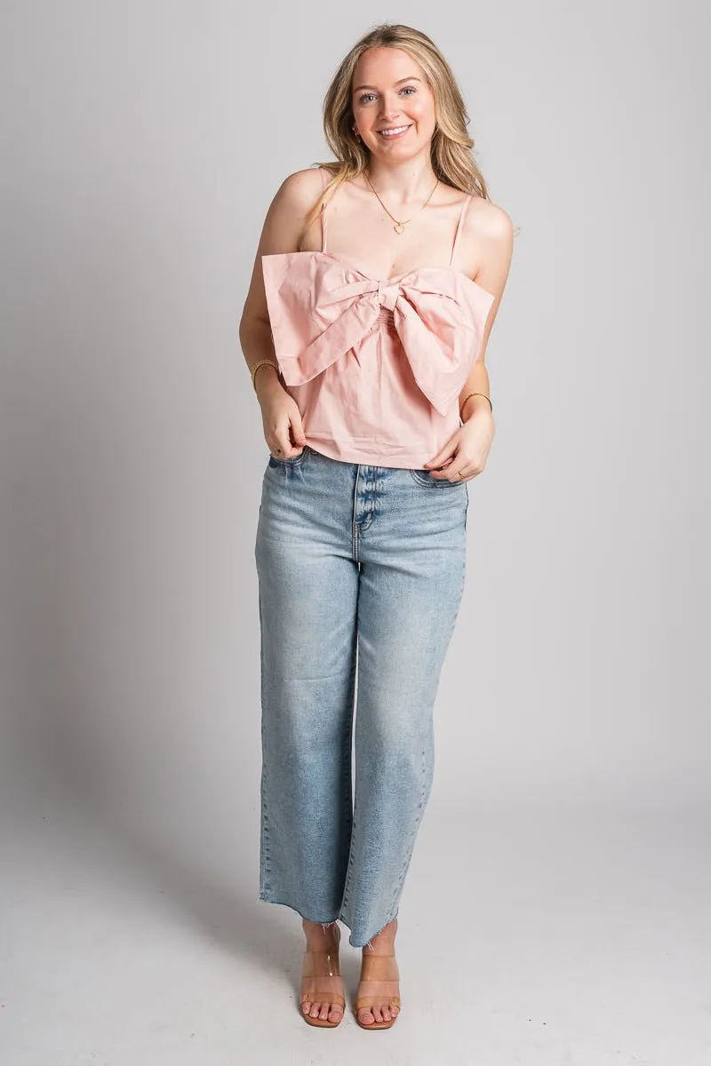 Bow front tank top blush