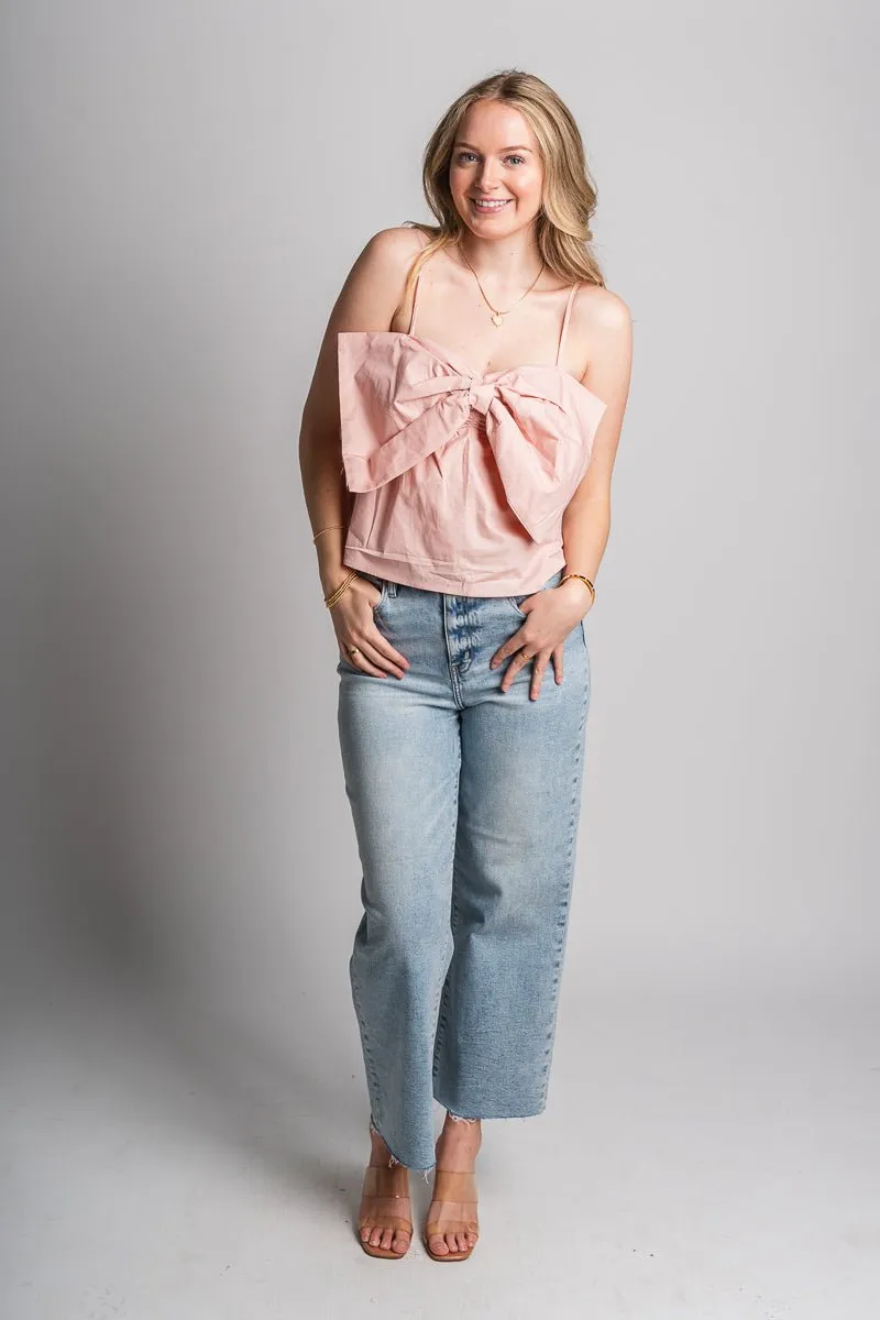 Bow front tank top blush