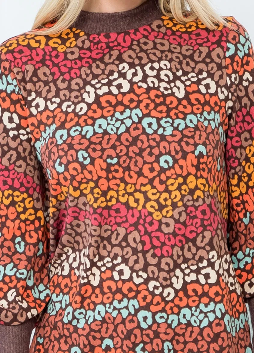 Brown Multi Leopard Hacci Top