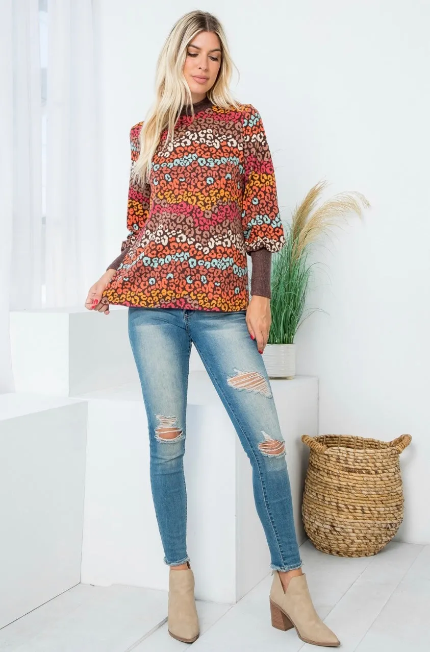 Brown Multi Leopard Hacci Top