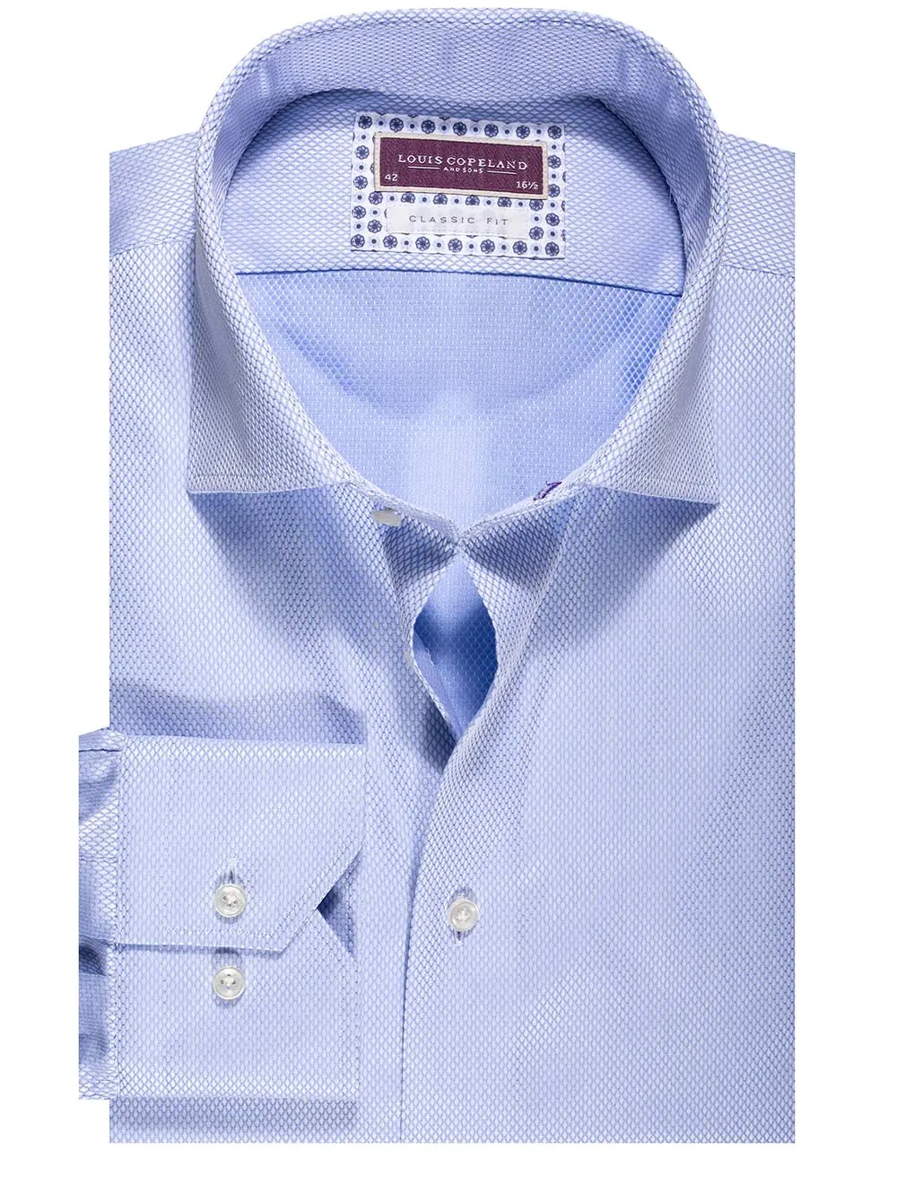 Carlos Diamond Pattern Shirt Classic Fit Blue