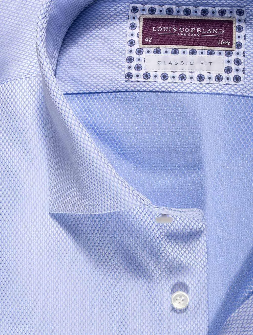 Carlos Diamond Pattern Shirt Classic Fit Blue