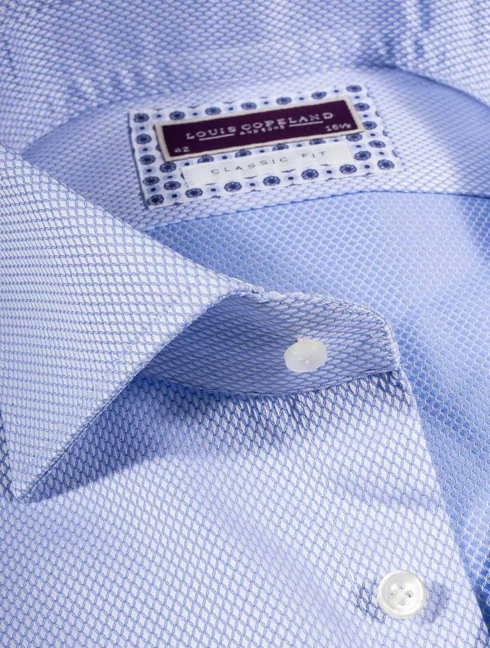 Carlos Diamond Pattern Shirt Classic Fit Blue