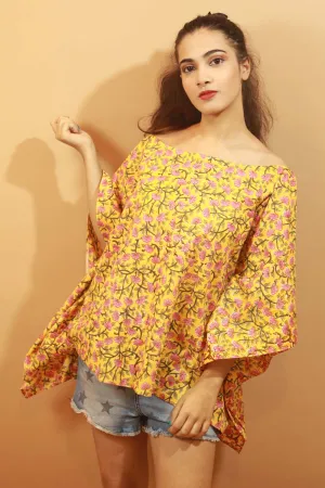 Chrome Florals Sanganeri Kaftan Top