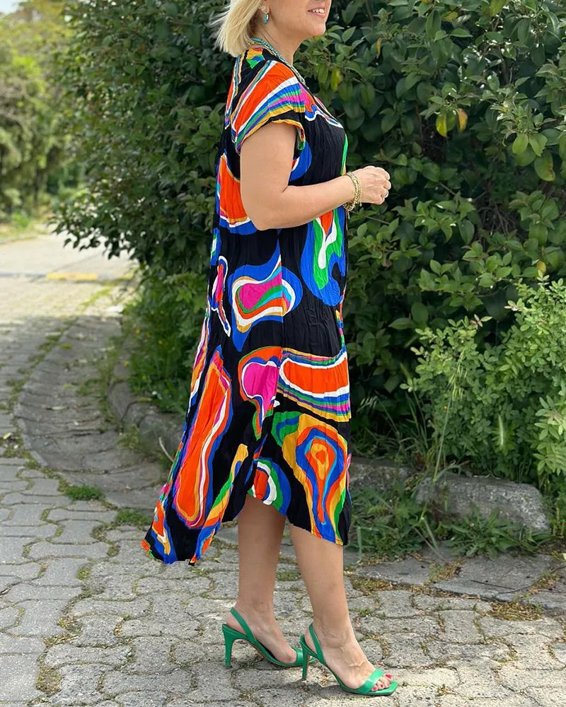 Colorful printed casual dress