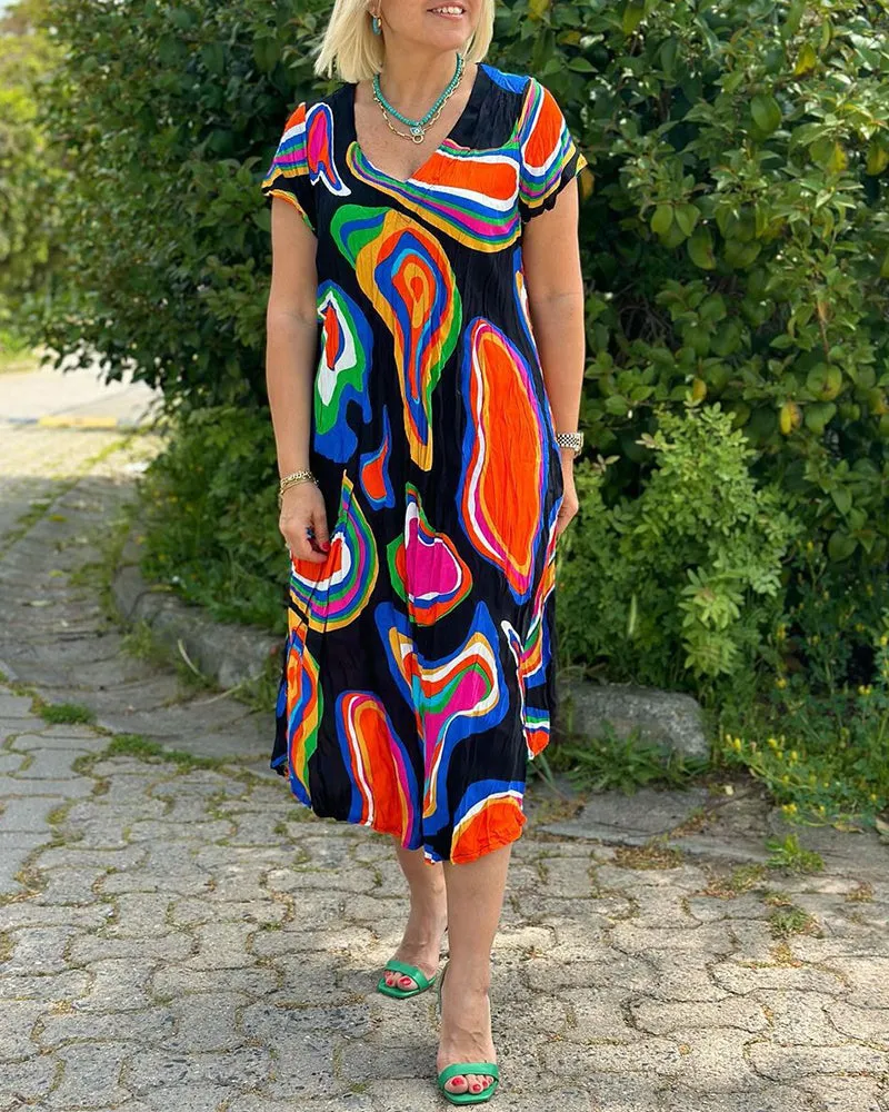 Colorful printed casual dress