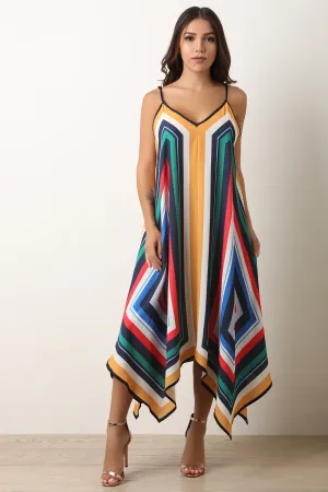 Colorful Striped Sharkbite Maxi Dress