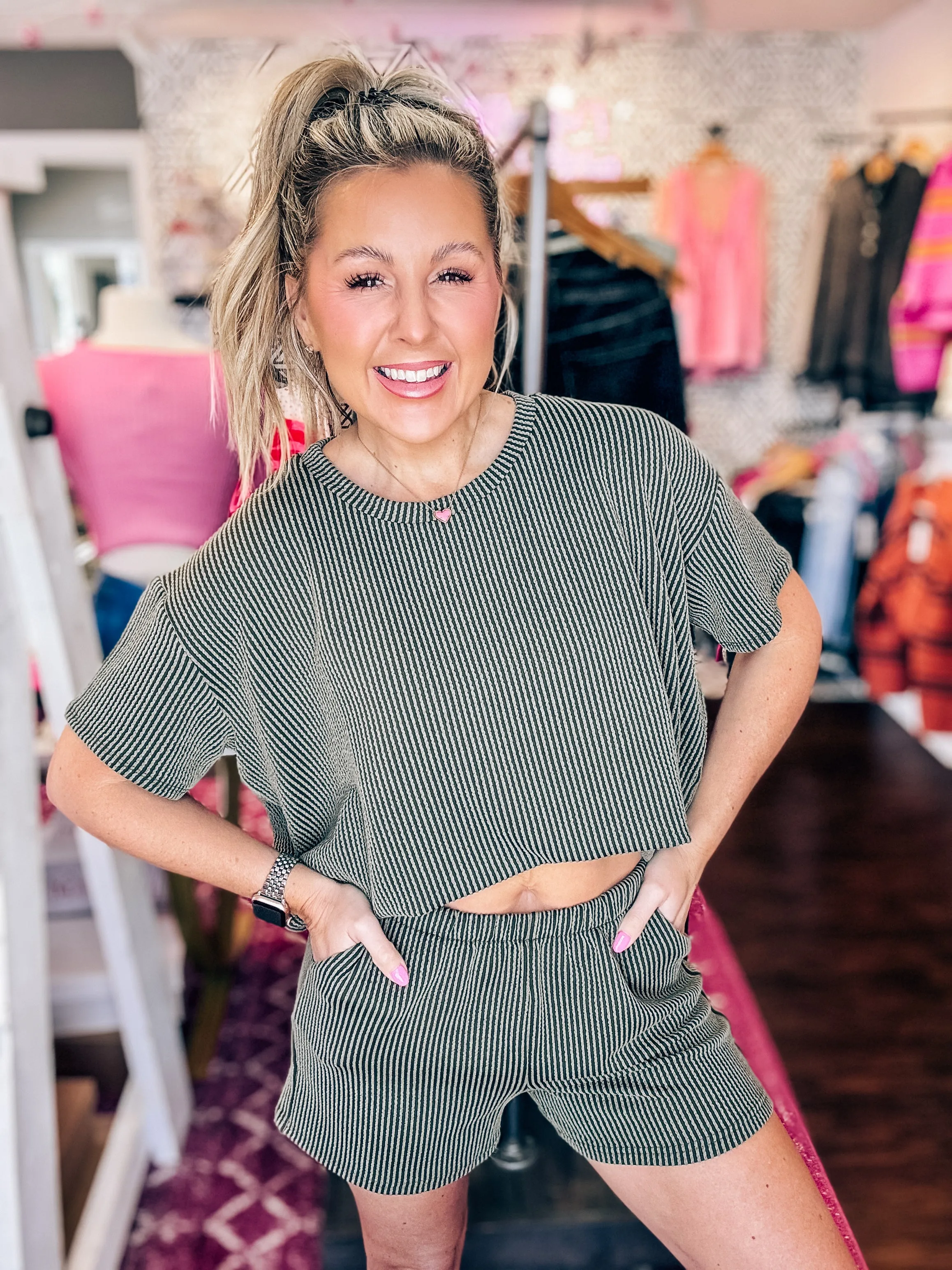 Comfy Day Olive Ribbed Set