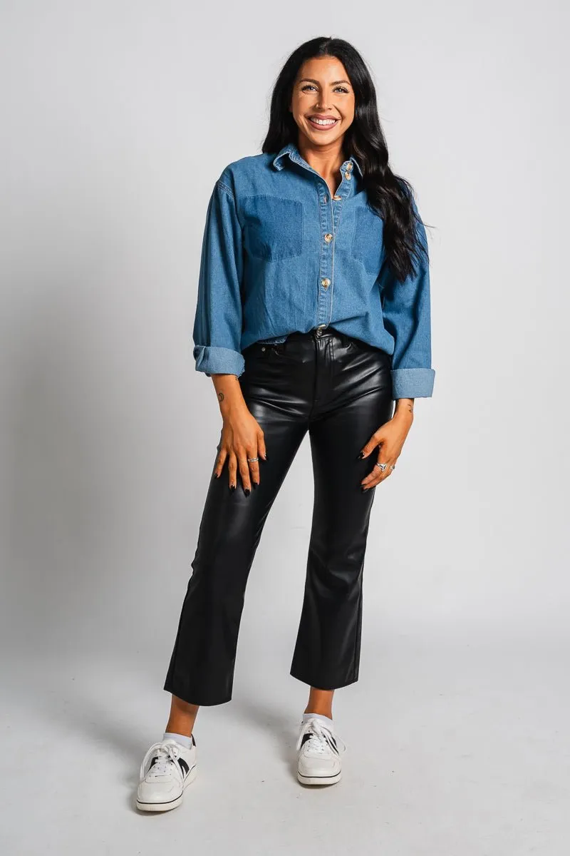 Contrast pocket denim shirt coastal blue