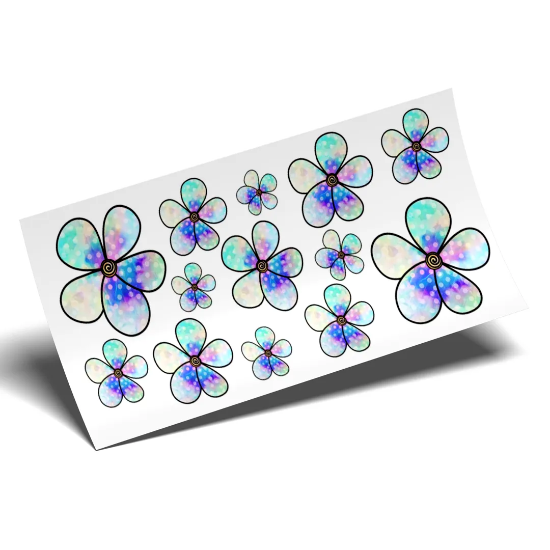 Cup Wrap Stickers UV DTF - Watercolor Dots flowers