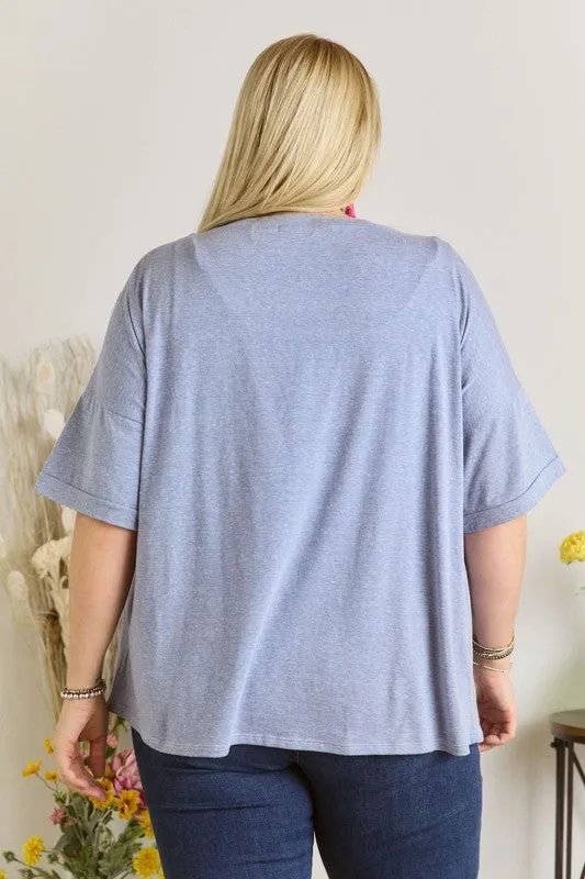 Curvy Color Block Round Neck Top