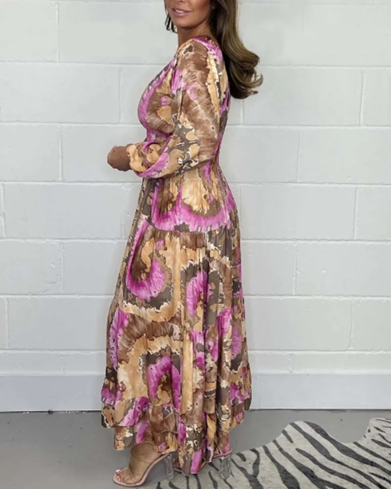 Deep V Colorful Long Dress