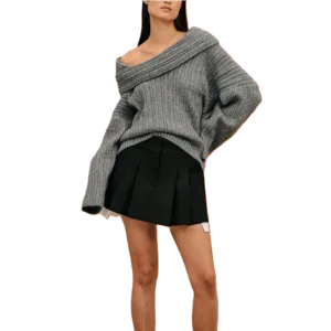 Elegant Solid Slash Neck Thick Knitted Tops Women Casual Long Sleeve Loose Warm Pullover Female Fashion High Street Sweater