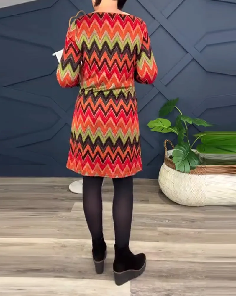 Fashionable colorful printed pocket dress