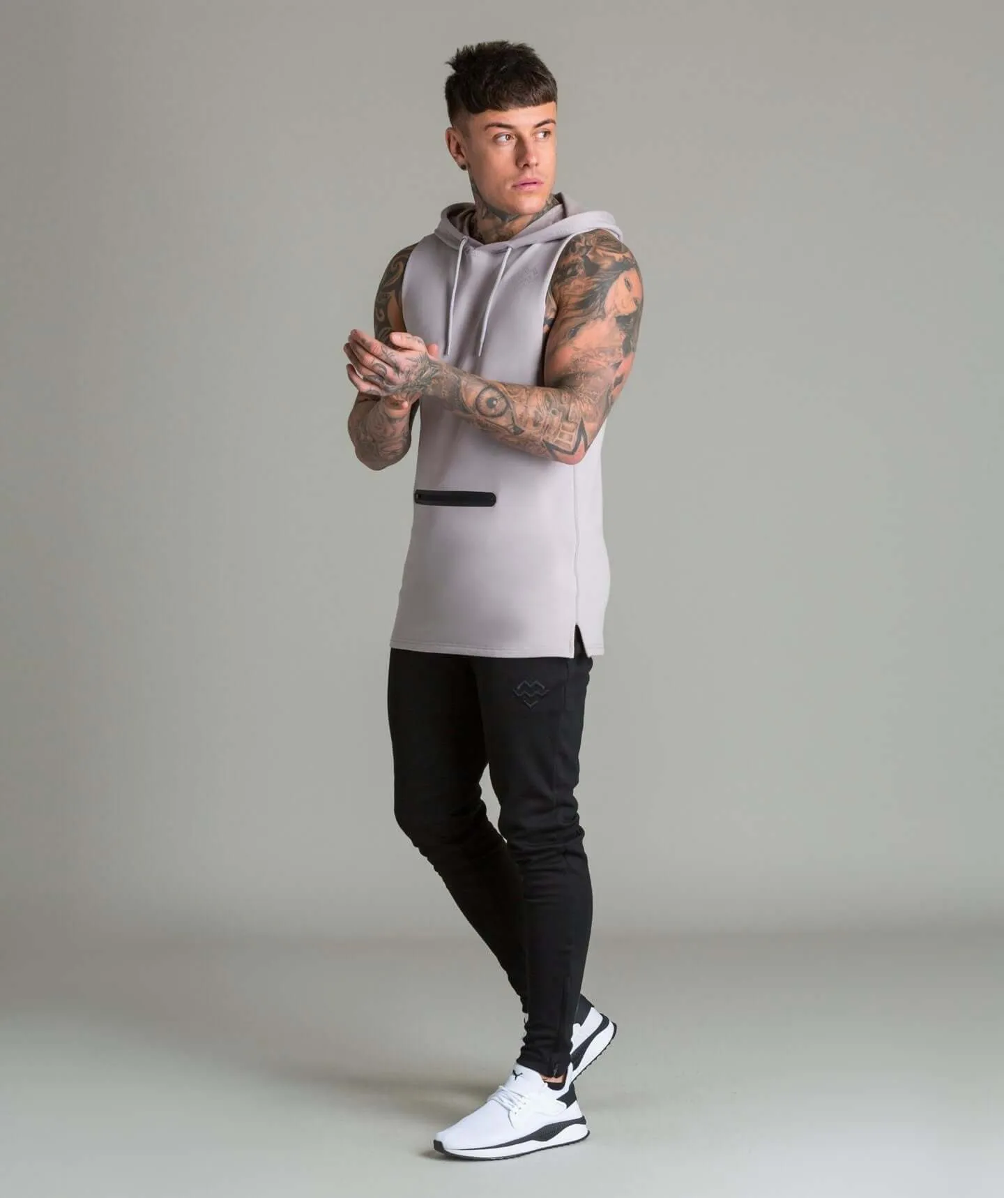 Flow Cut Off Hoodie (Stone)