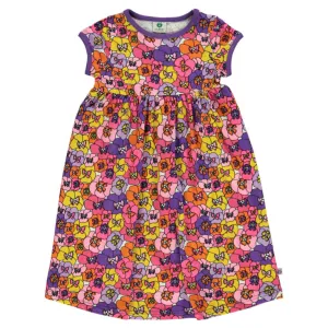 Flower long short sleeve dress, purple heart