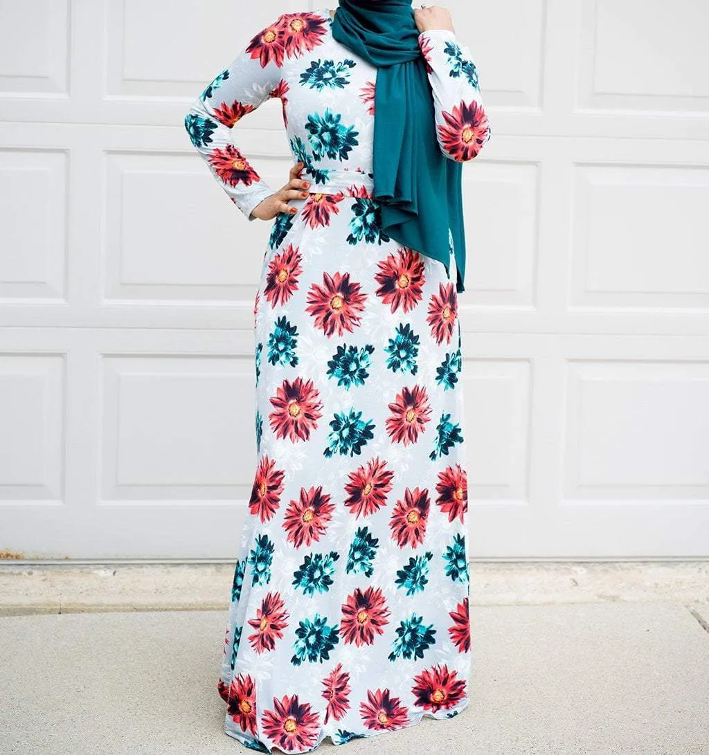 Gray Summer Blossom Dress