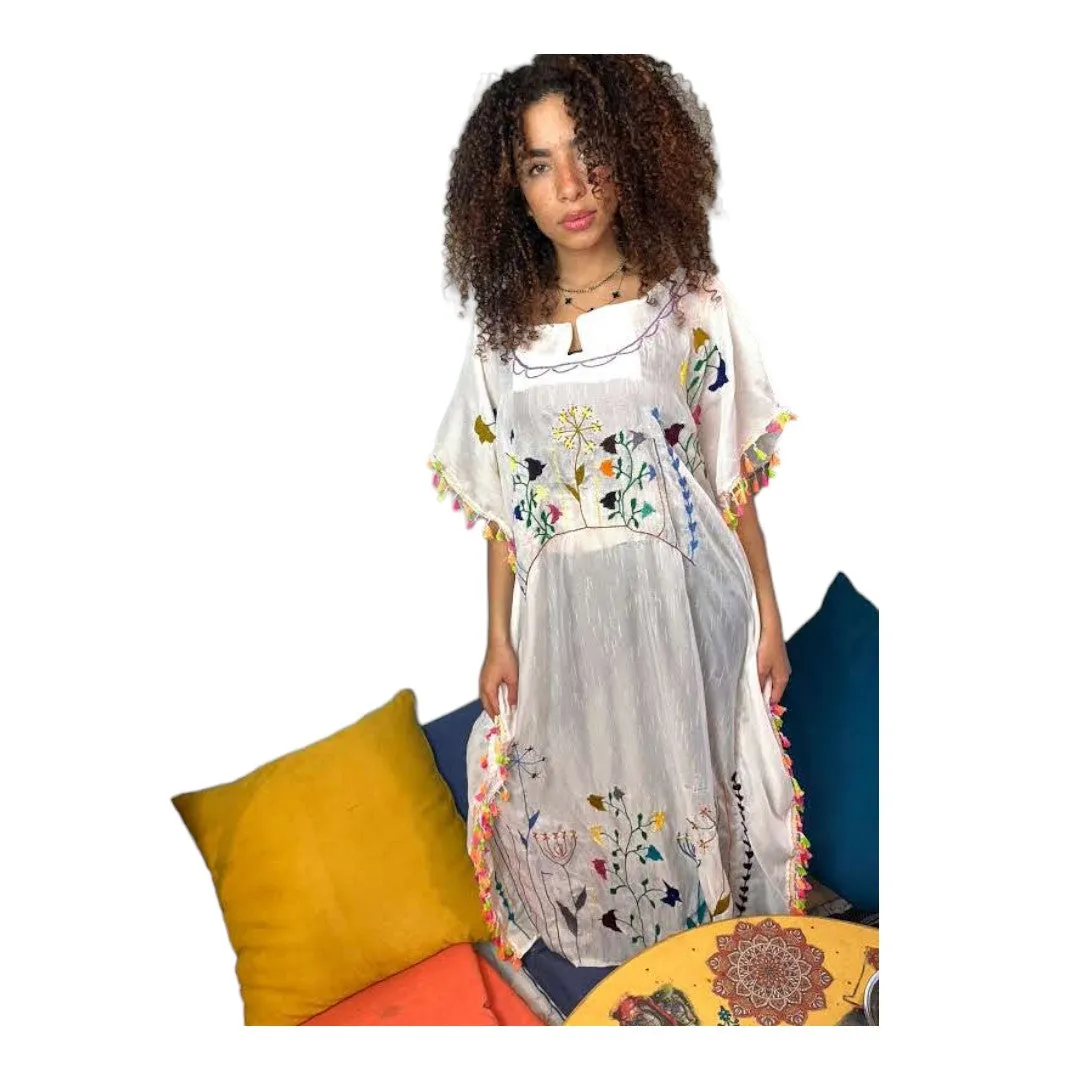 Hand-Made Cotton Dress | Gallabia - Embroidered - Traditional Egyptian Colorful designs M07