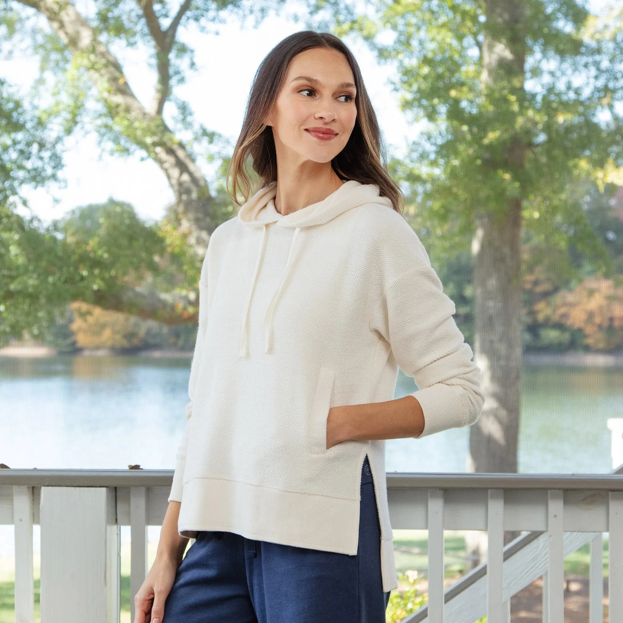 Harbor Way Herringbone Hooded Pullover