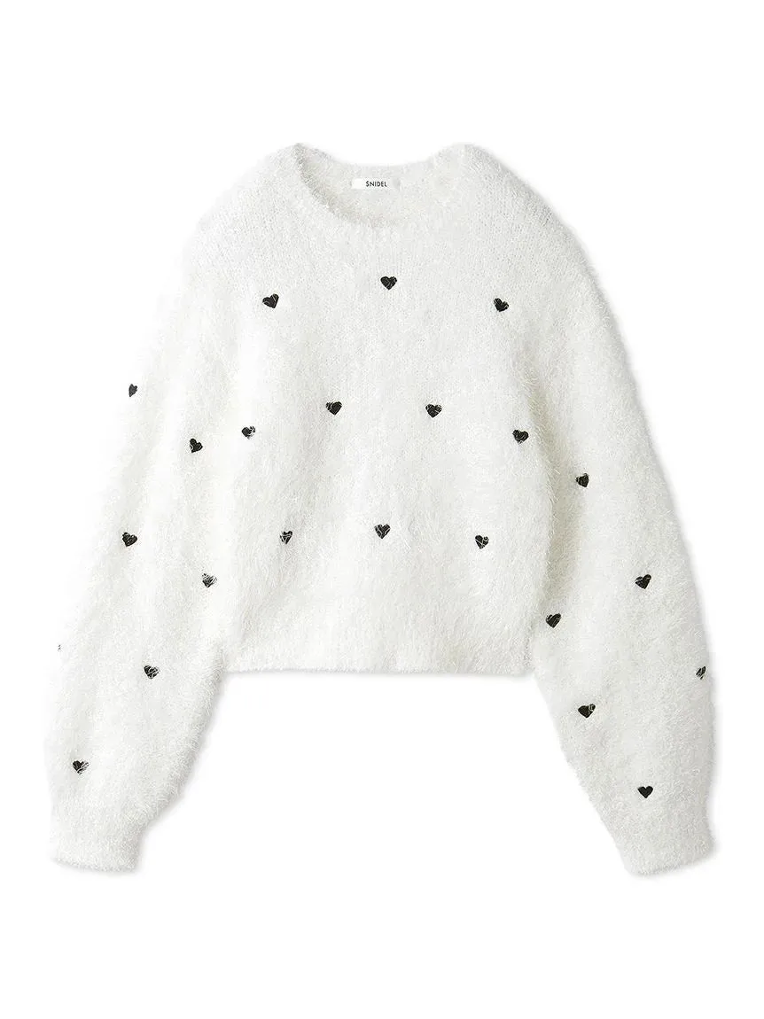 Heart Motif Trendy Knit Sweater