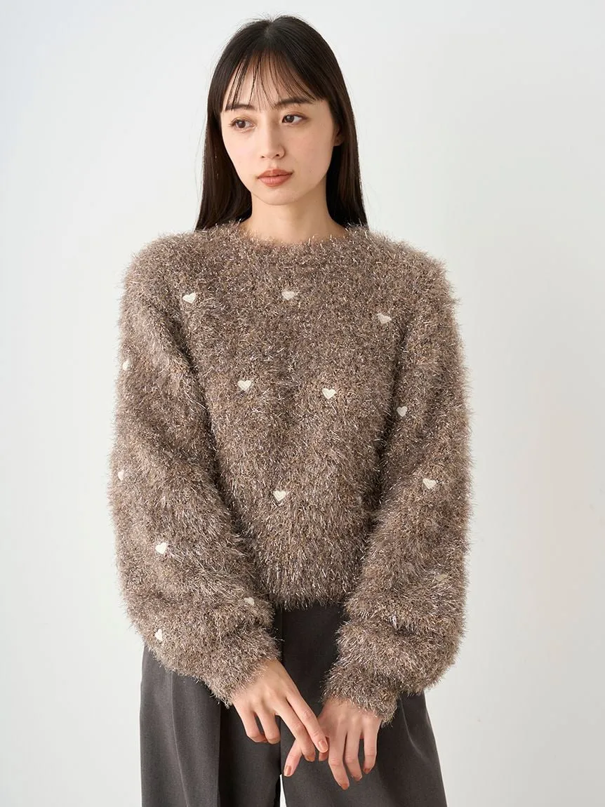 Heart Motif Trendy Knit Sweater
