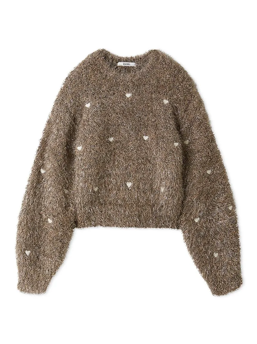 Heart Motif Trendy Knit Sweater