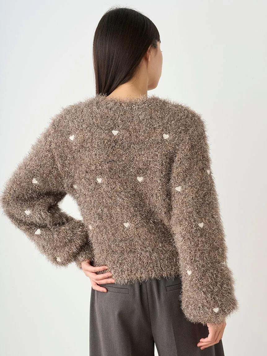 Heart Motif Trendy Knit Sweater