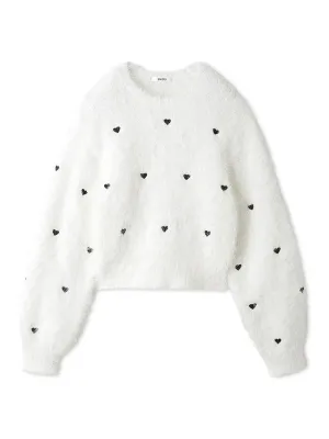 Heart Motif Trendy Knit Sweater