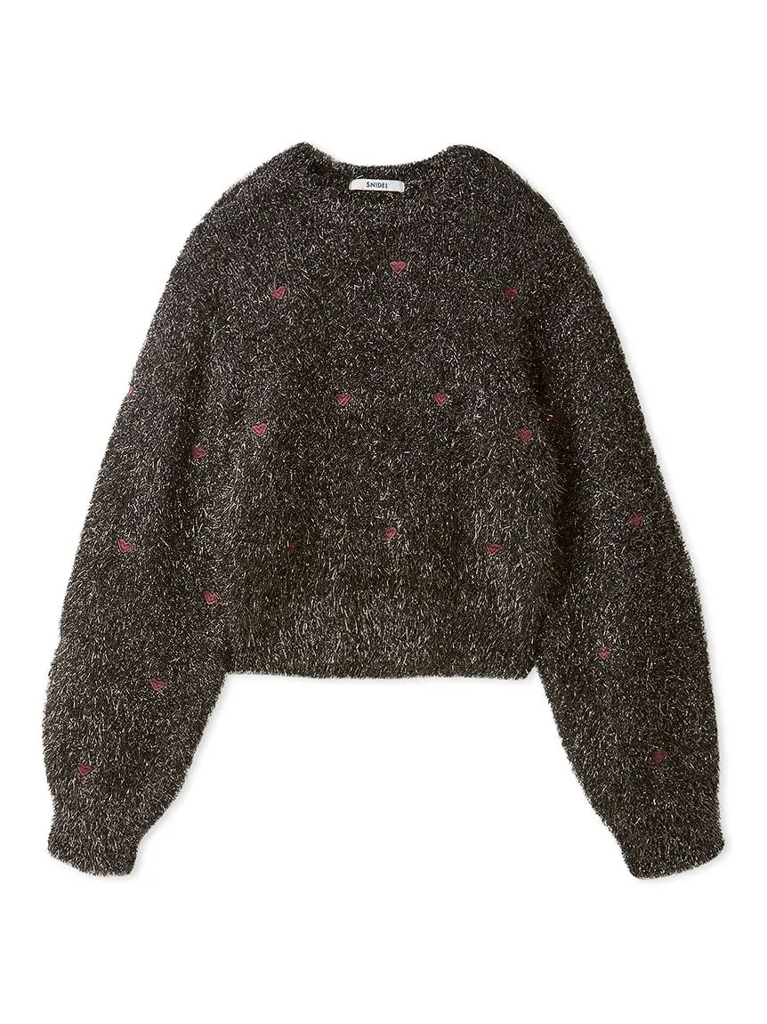 Heart Motif Trendy Knit Sweater