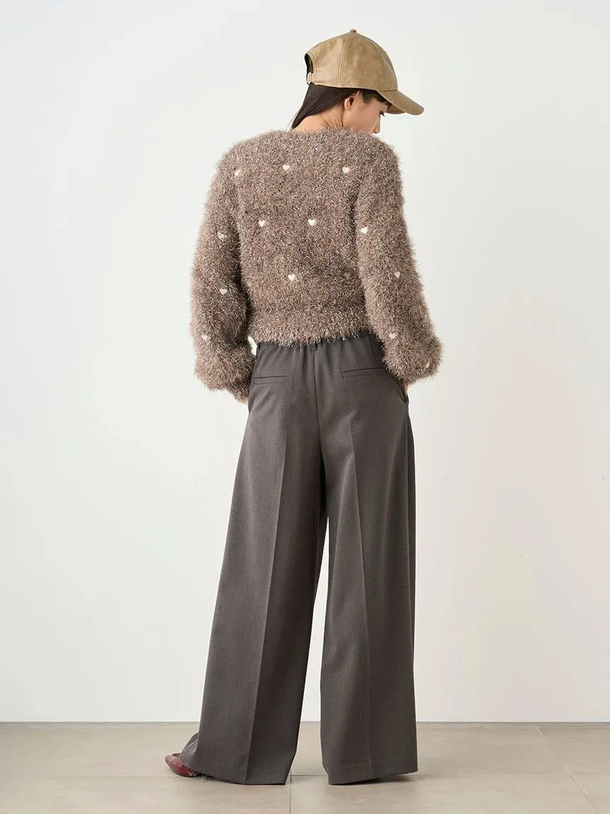 Heart Motif Trendy Knit Sweater