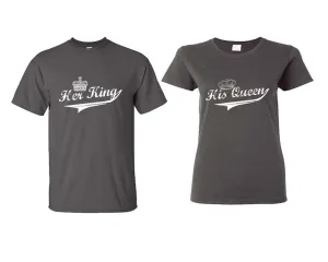 Her King & His Queen Couple Matching T-Shirts – Classic Cotton Tees Sold Separately in Various Sizes & Colors | Unique Heat Press Designs