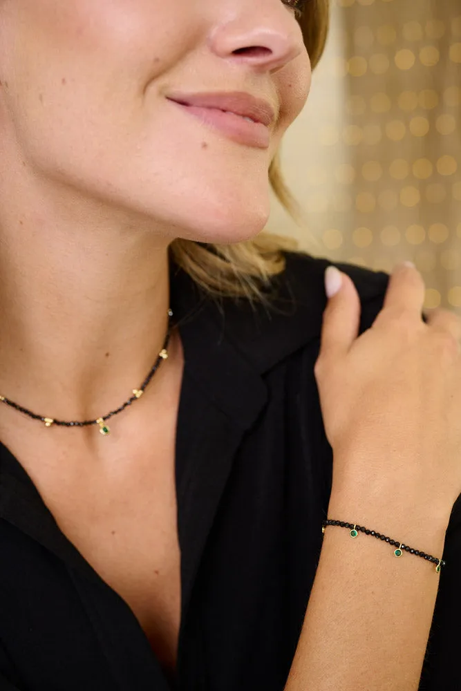 Holly Gold & Black Spinel Gemstone Charm Bracelet